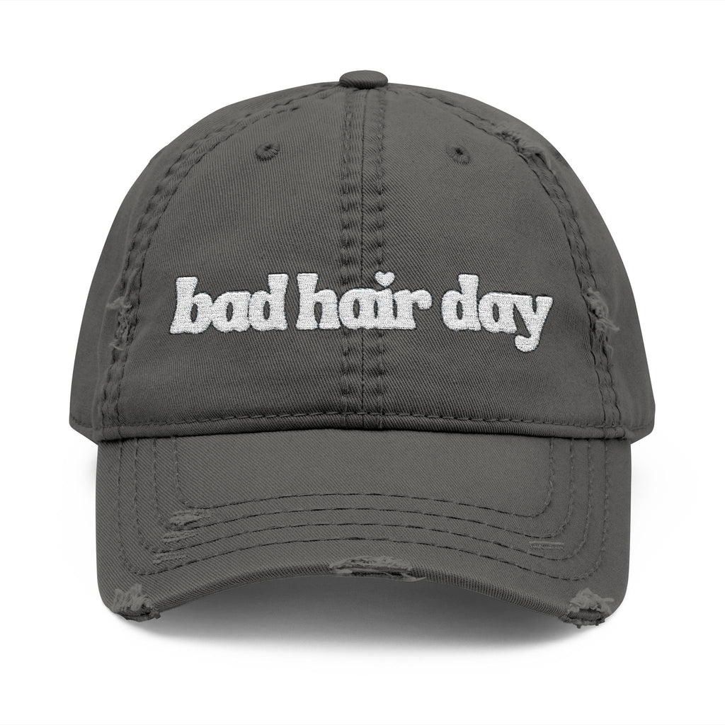 Bad Hair Day Distressed Dad Hat — Embroidered Casual Baseball Cap